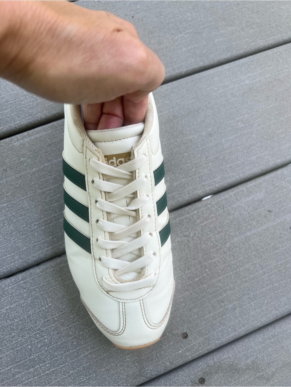 Adidas White and Green Casual Leather Sneakers 7 - Picture 6 of 9